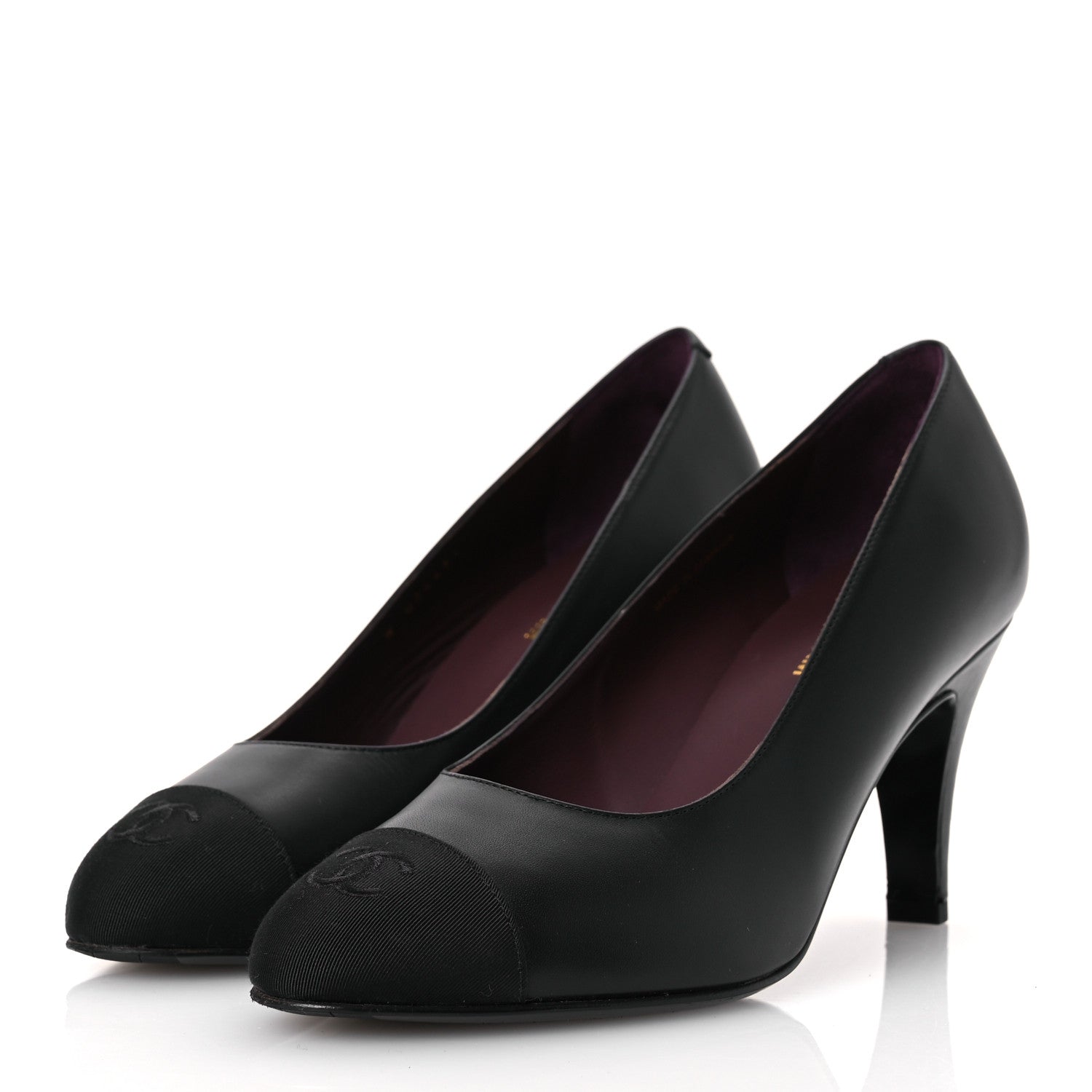 Lambskin Grosgrain Cap Toe CC Pumps 37.5 Black