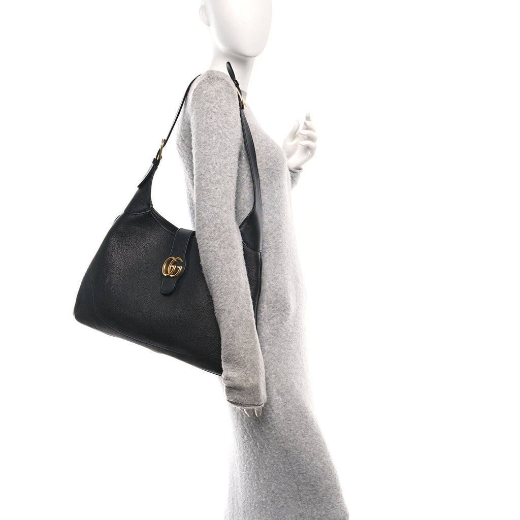 Goatskin Large Aphrodite Shoulder Bag Black