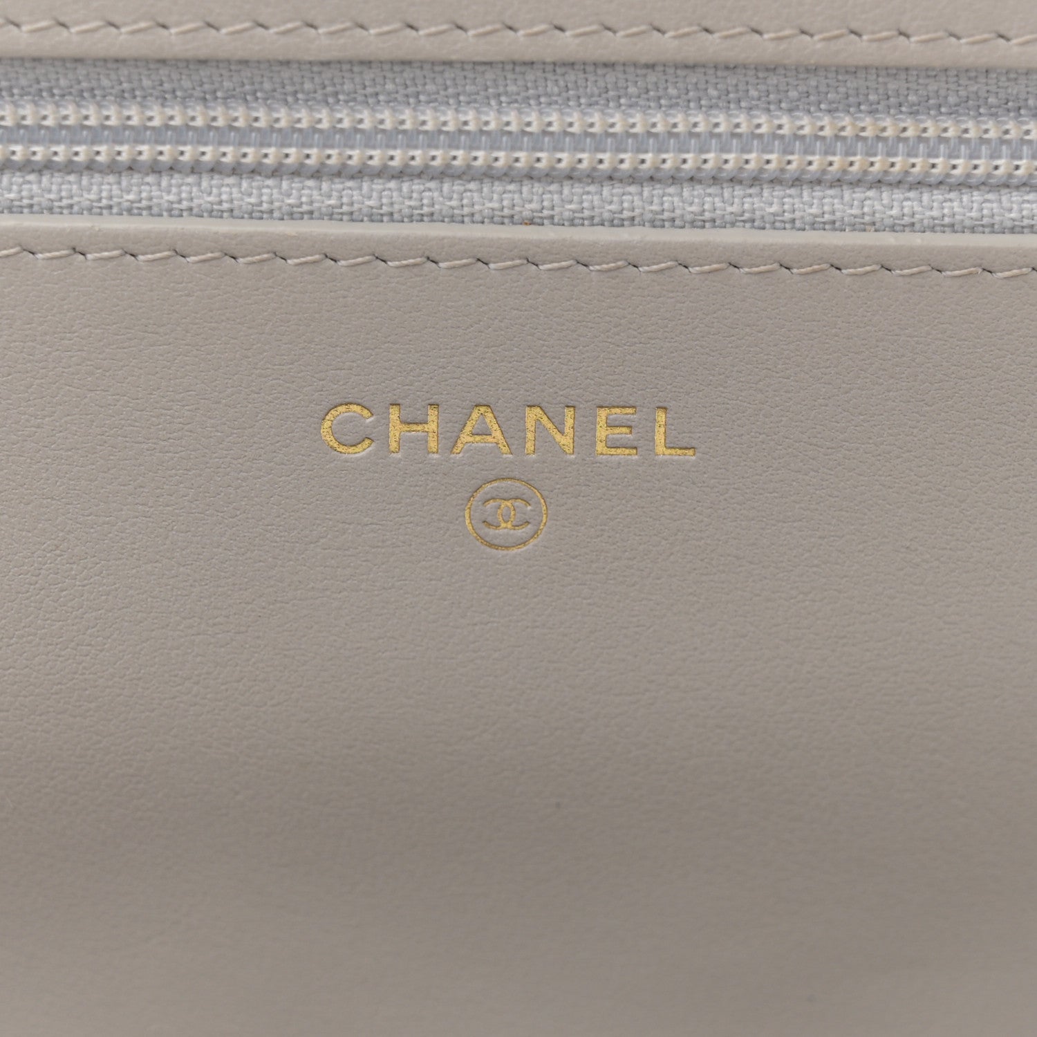 Caviar Quilted Boy Wallet On Chain WOC Grey