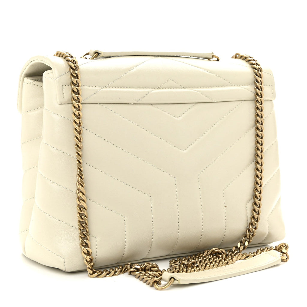 Calfskin Y Quilted Monogram Small Loulou Chain Satchel Crema Soft