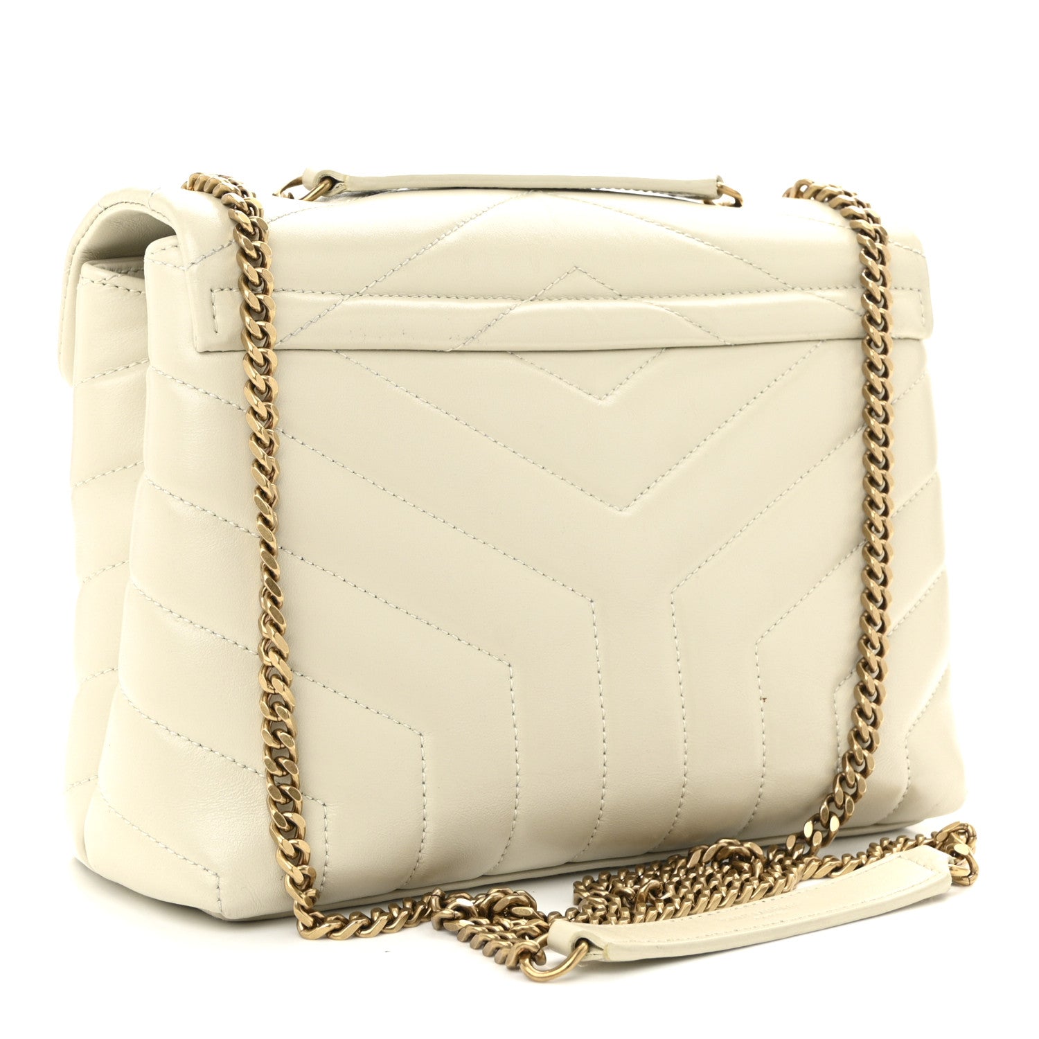 Calfskin Y Quilted Monogram Small Loulou Chain Satchel Crema Soft