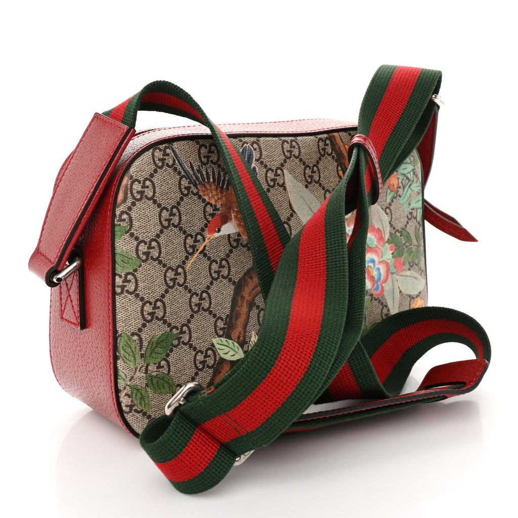 GG Supreme Monogram Tian Web Camera Bag Beige Multicolor Red