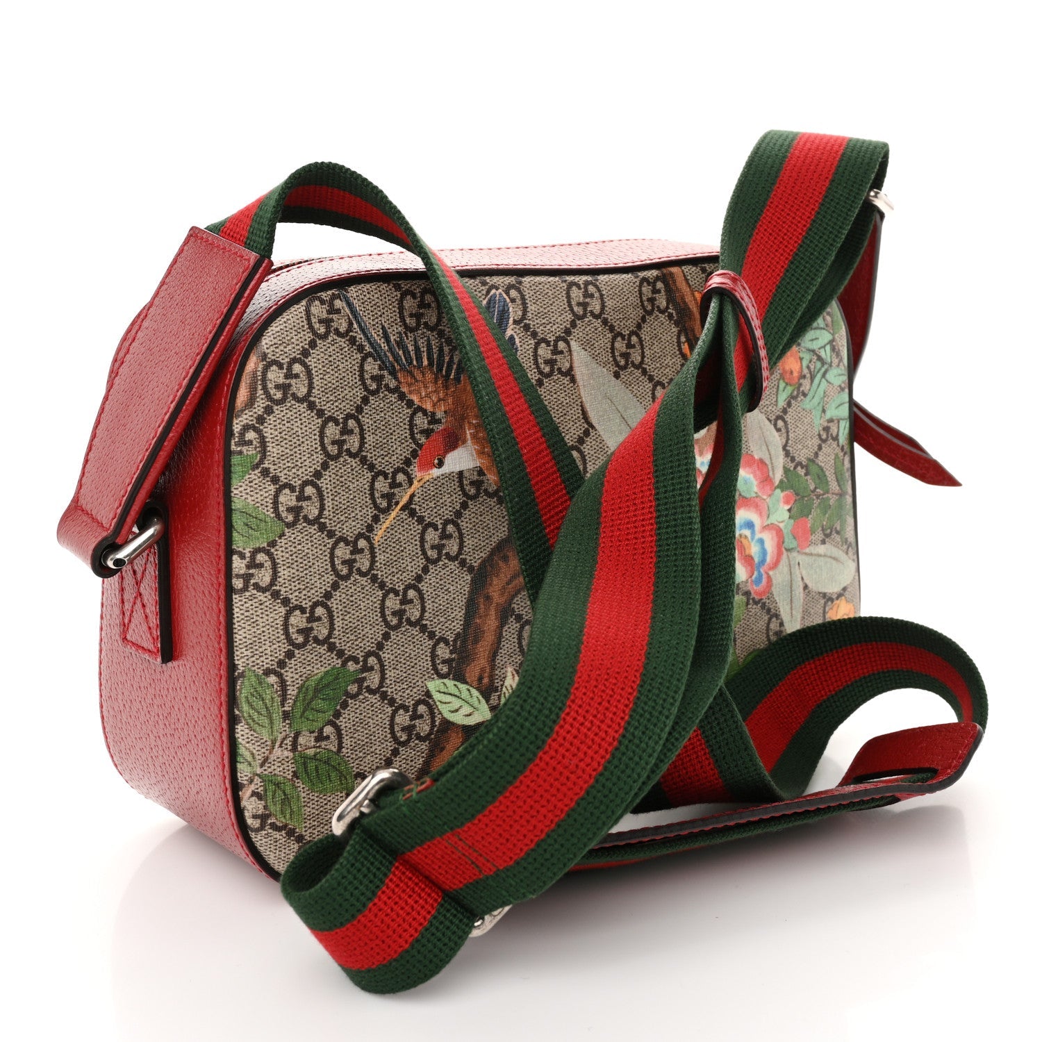 GG Supreme Monogram Tian Web Camera Bag Beige Multicolor Red