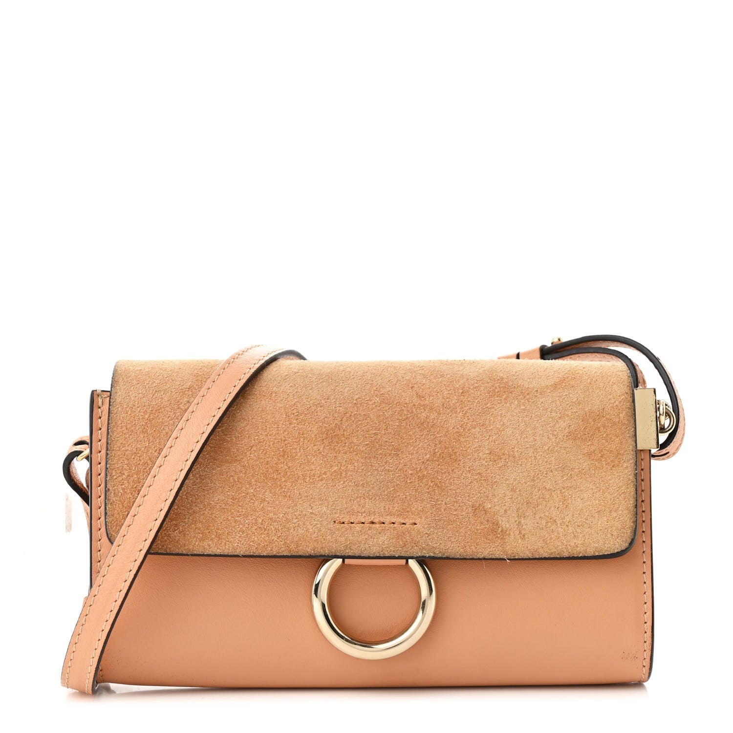 Suede Calfskin Small Faye Shoulder Bag Cement Pink