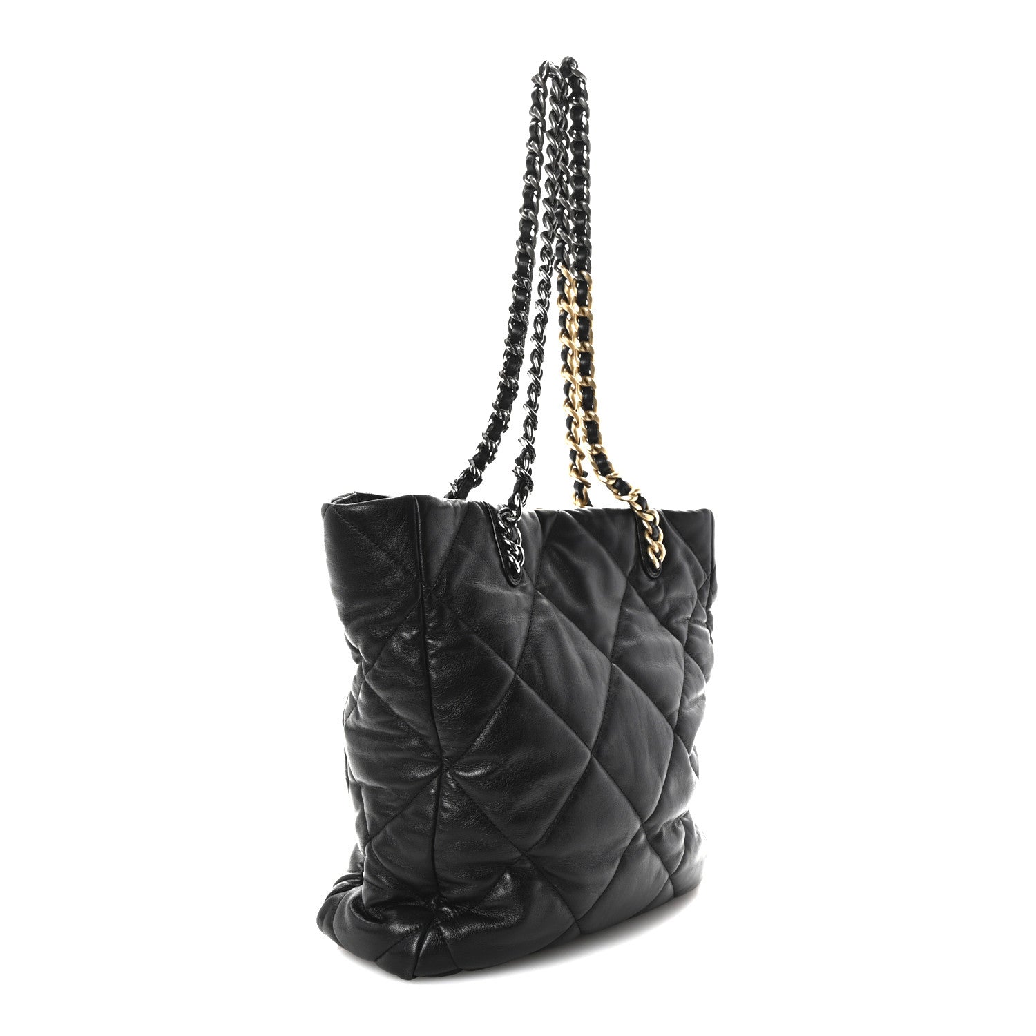 Lambskin Quilted Chanel 19 Shopping Bag Black