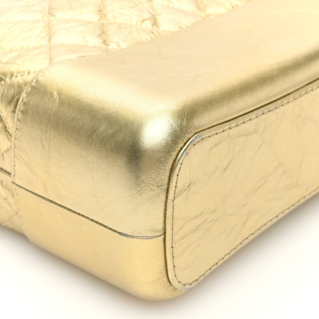 Metallic Aged Calfskin Quilted Medium Gabrielle Gold