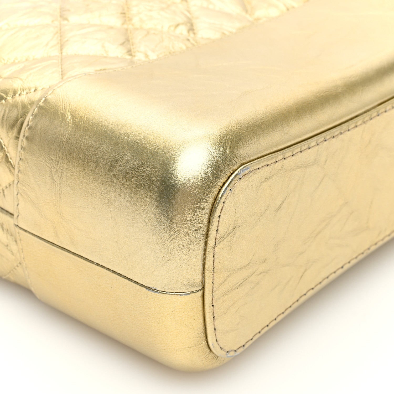 Metallic Aged Calfskin Quilted Medium Gabrielle Gold