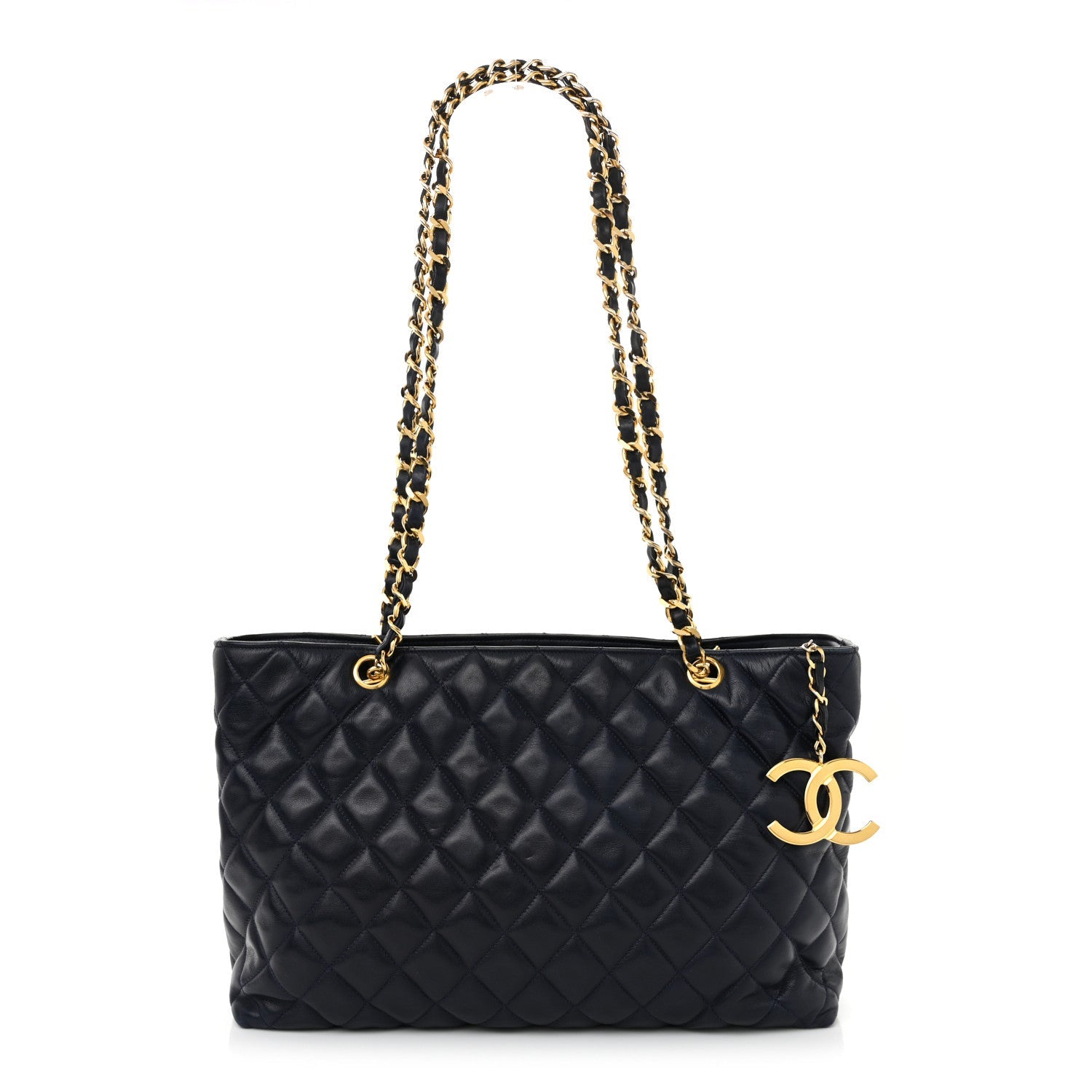 Lambskin Quilted Shoulder Bag Navy