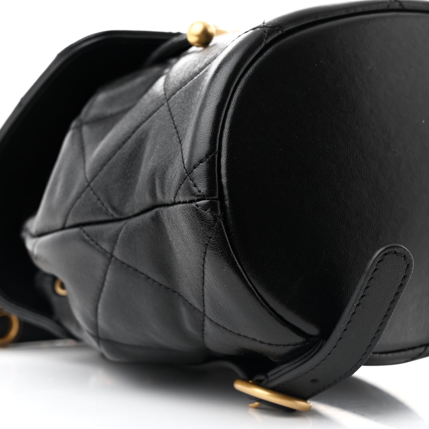 Lambskin Quilted Logo Mini Backpack Black