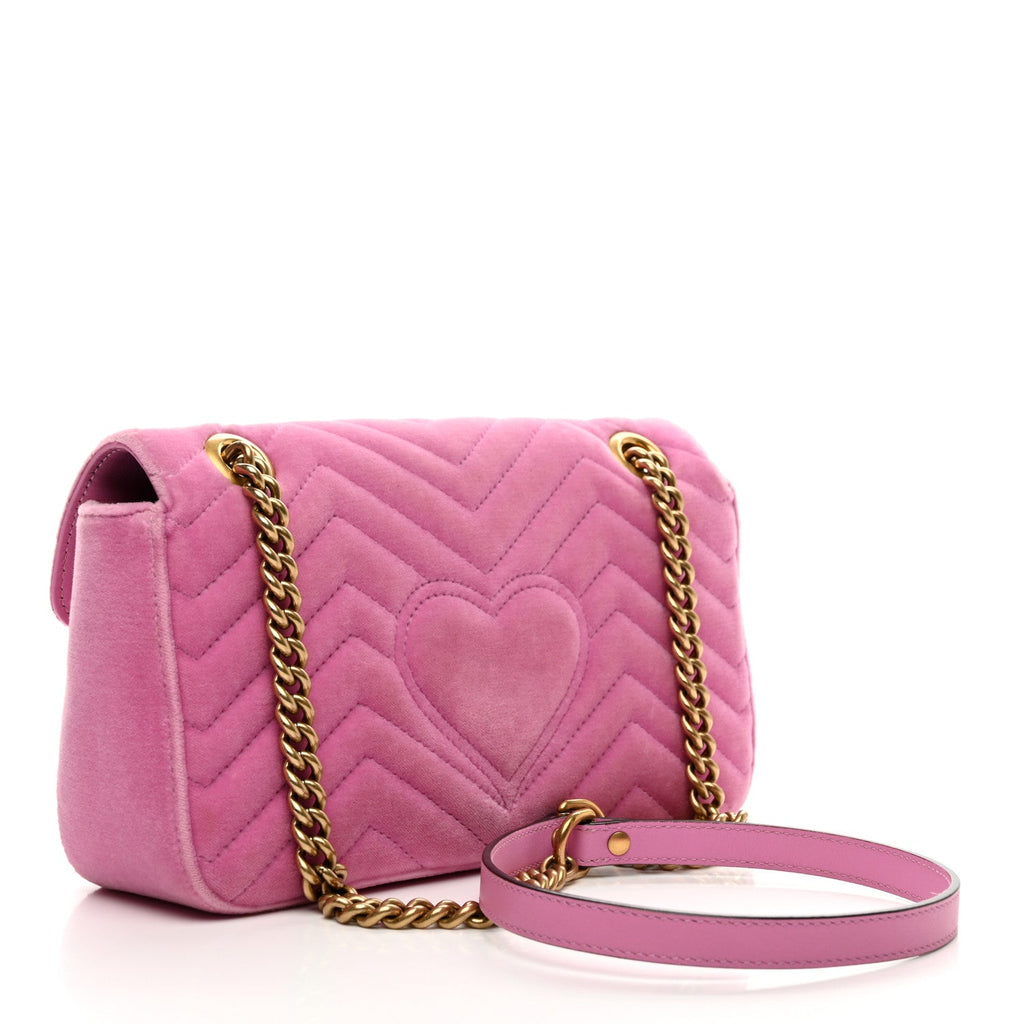 Velvet Matelasse Marquise Crystals Embroidered Small GG Marmont Shoulder Bag Malva