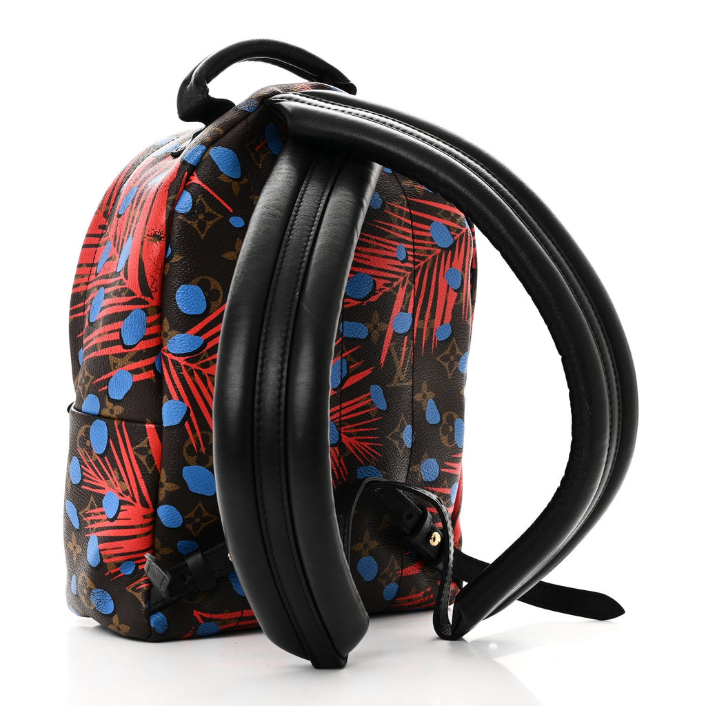Monogram Jungle Dots Palm Springs Backpack PM Coquelicot Denim