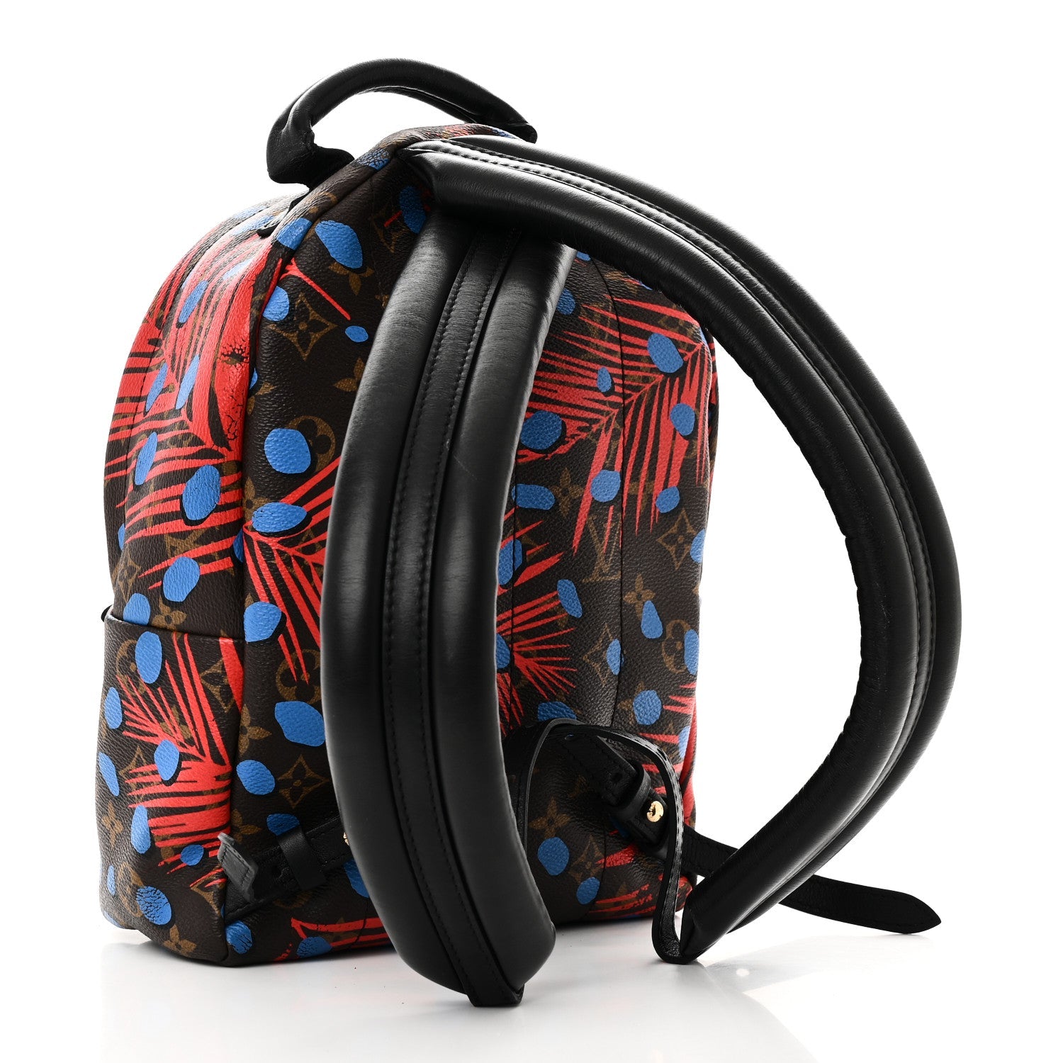 Monogram Jungle Dots Palm Springs Backpack PM Coquelicot Denim