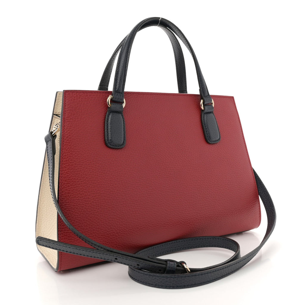 Dollar Calfskin Medium Soho Top Handle Satchel Hibiscus Red Mystic White Blue