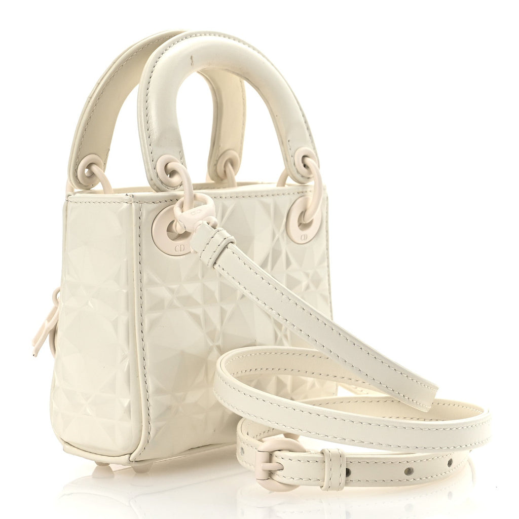 Calfskin Cannage Diamond Micro Lady Dior Latte
