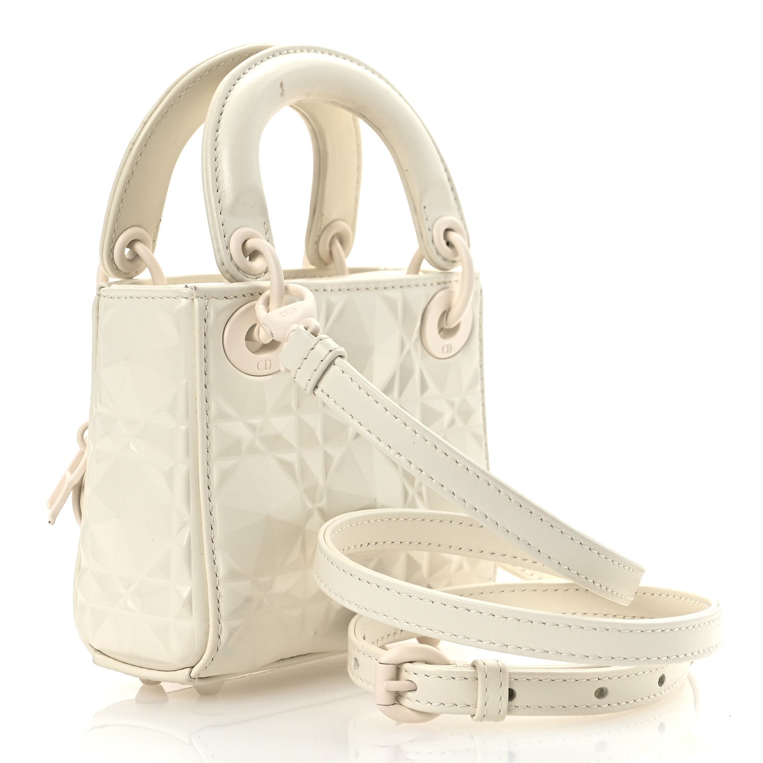 Calfskin Cannage Diamond Micro Lady Dior Latte