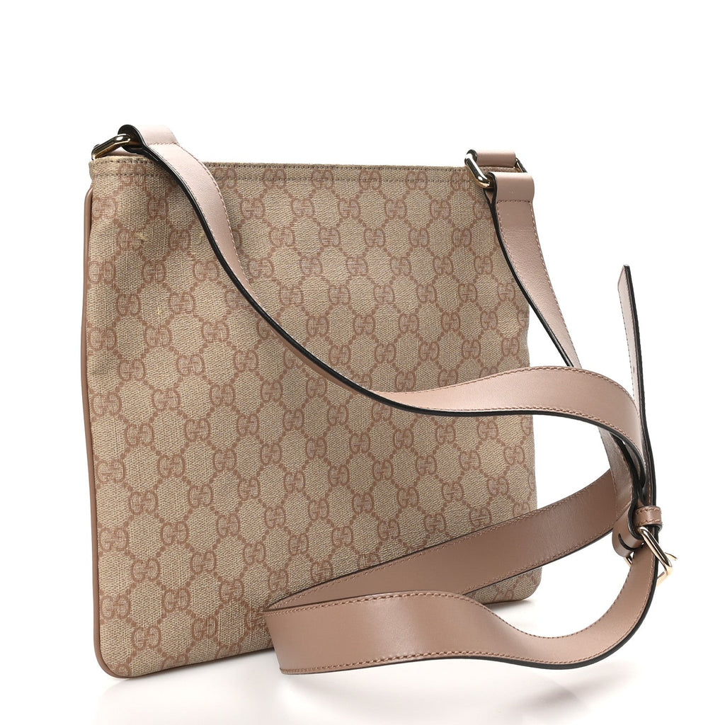 GG Supreme Monogram Selleria Calfskin Small Flat Messenger Bag Pink