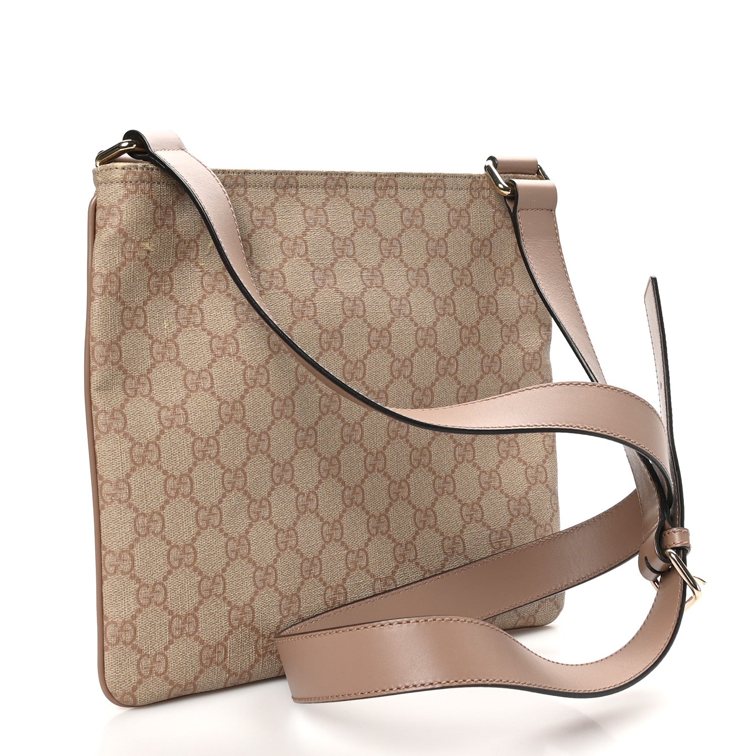 GG Supreme Monogram Selleria Calfskin Small Flat Messenger Bag Pink
