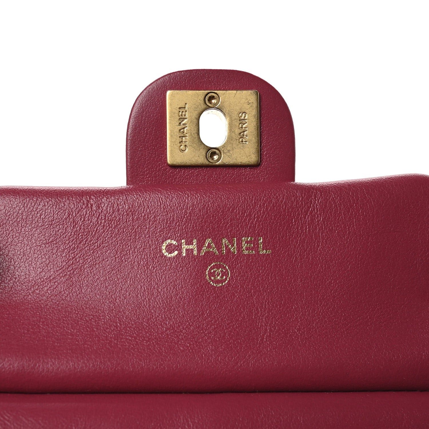 Calfskin Quilted Lady Handle Flap  Holder With Chain Dark Pink