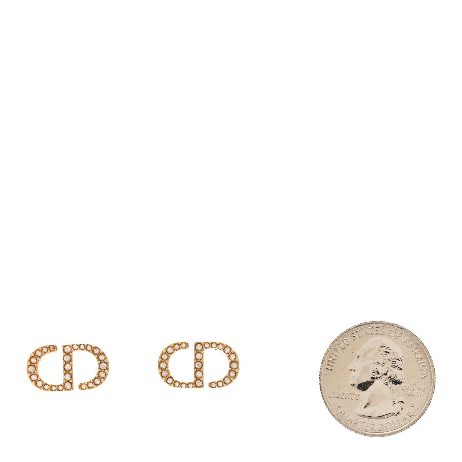 Crystal Petit CD Stud Earrings Gold