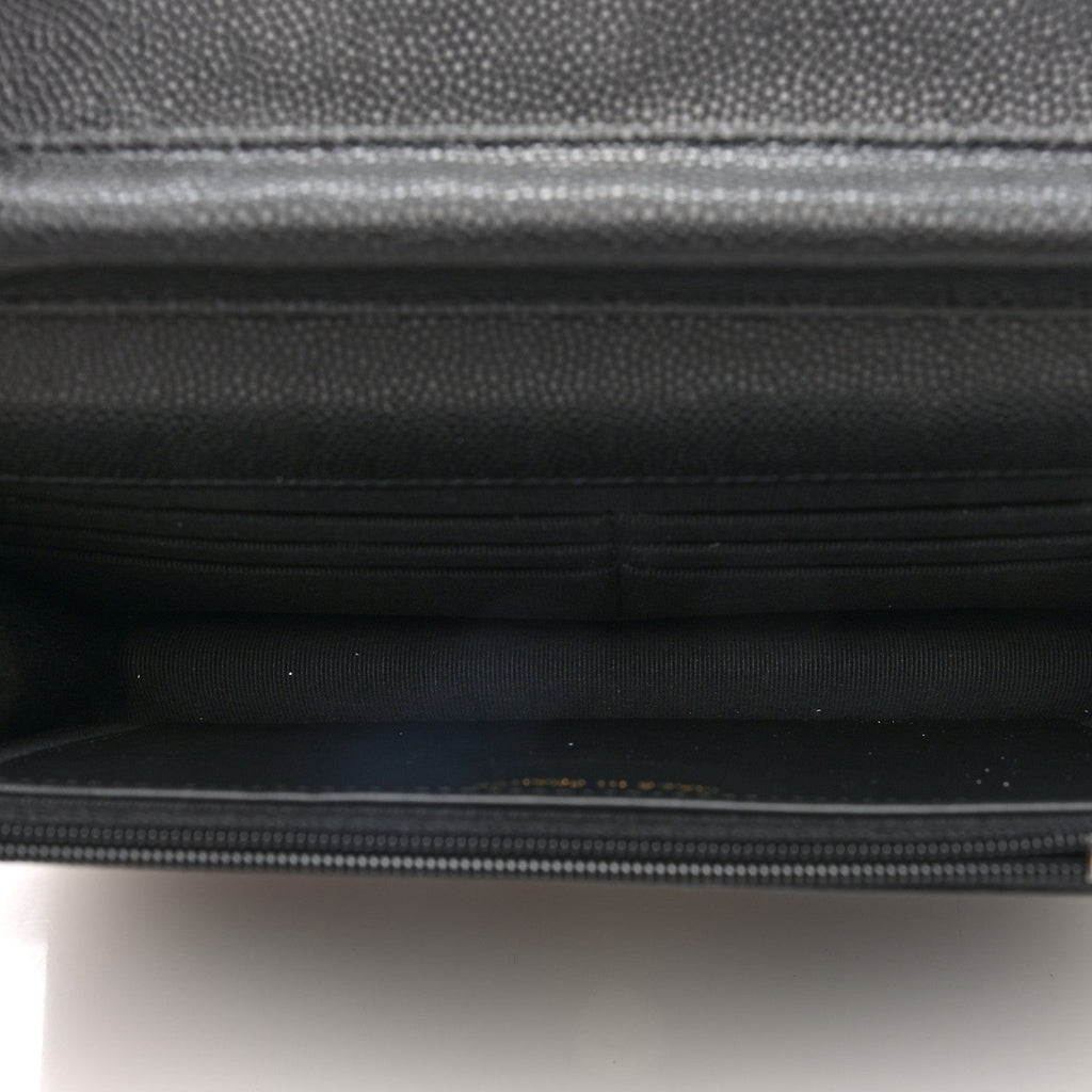 Caviar Quilted Crystal CC Wallet On Chain WOC Black