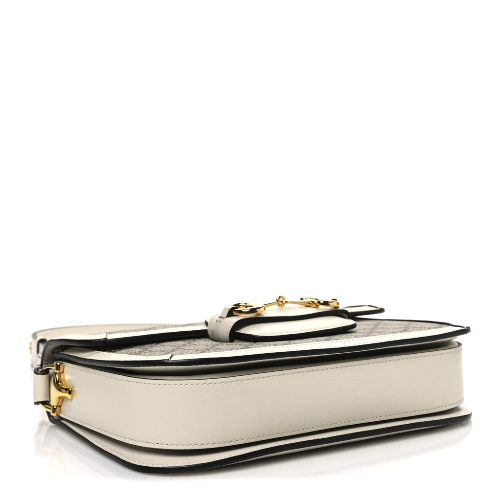 GG Supreme Monogram Horsebit 1955 Shoulder Bag Beige Mystic White