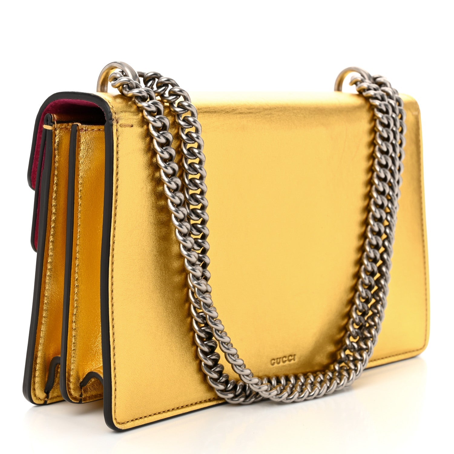 Metallic Calfskin Small Dionysus Shoulder Bag Gold