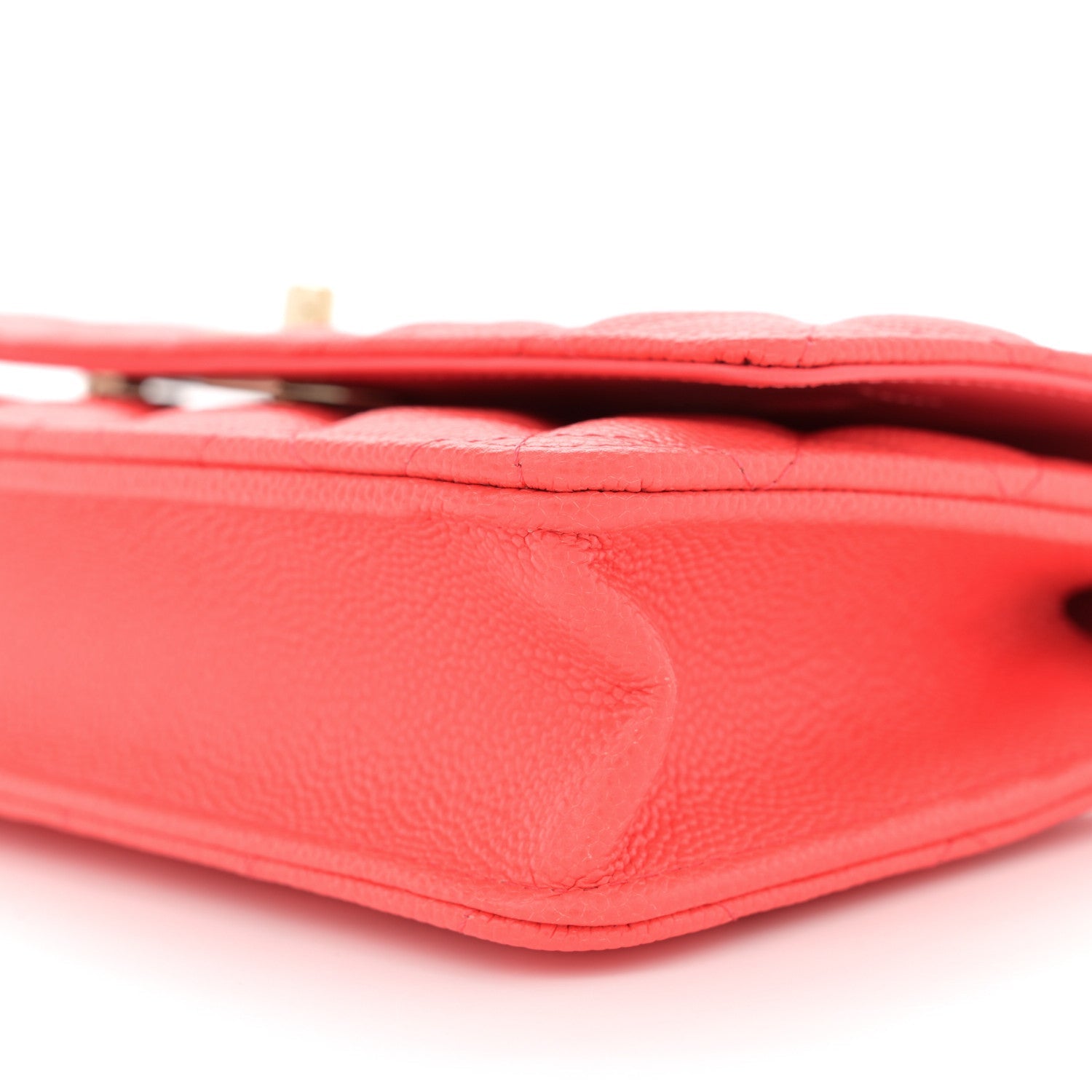 Caviar Quilted Bow Wallet On Chain WOC Orange