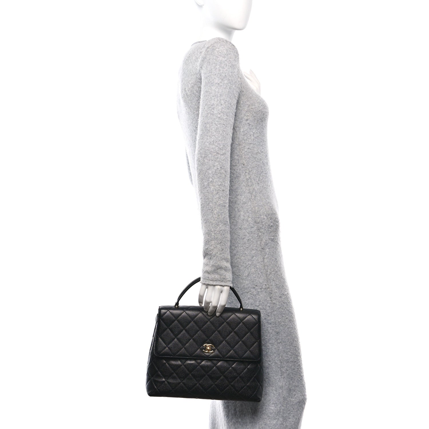 Caviar Quilted Jumbo Kelly Flap Black