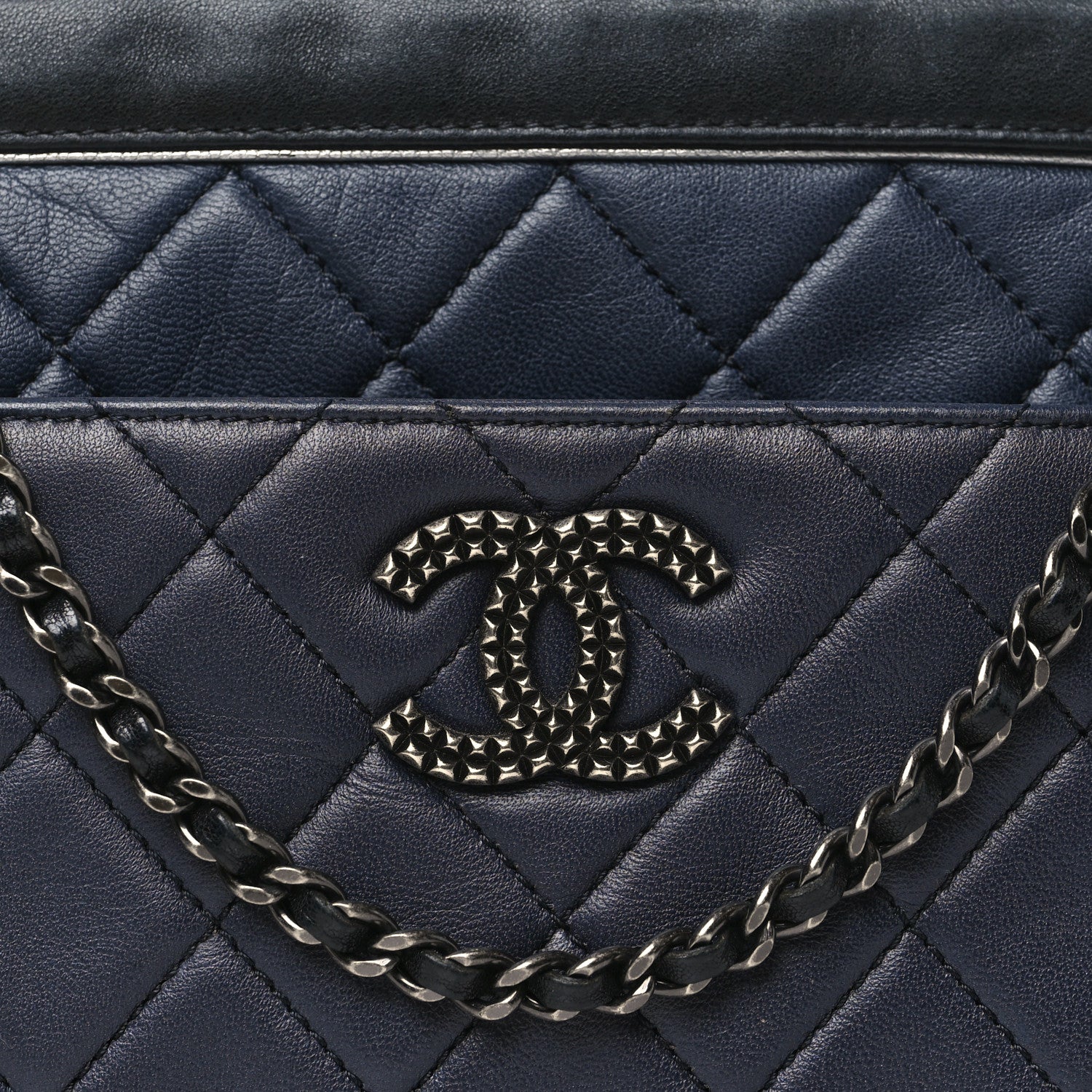 Lambskin Quilted CC Bi-Color Camera Case Navy Black