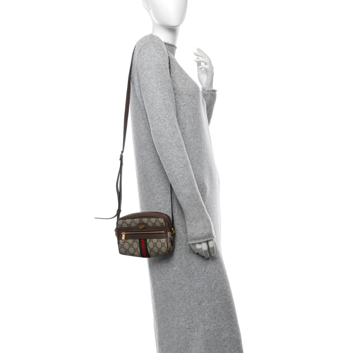 GG Supreme Monogram Web Mini Ophidia Shoulder Bag Brown
