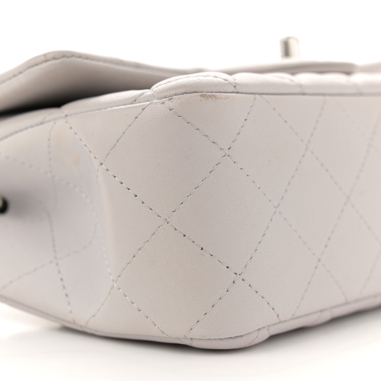 Lambskin Quilted Mini Rectangular Flap Grey