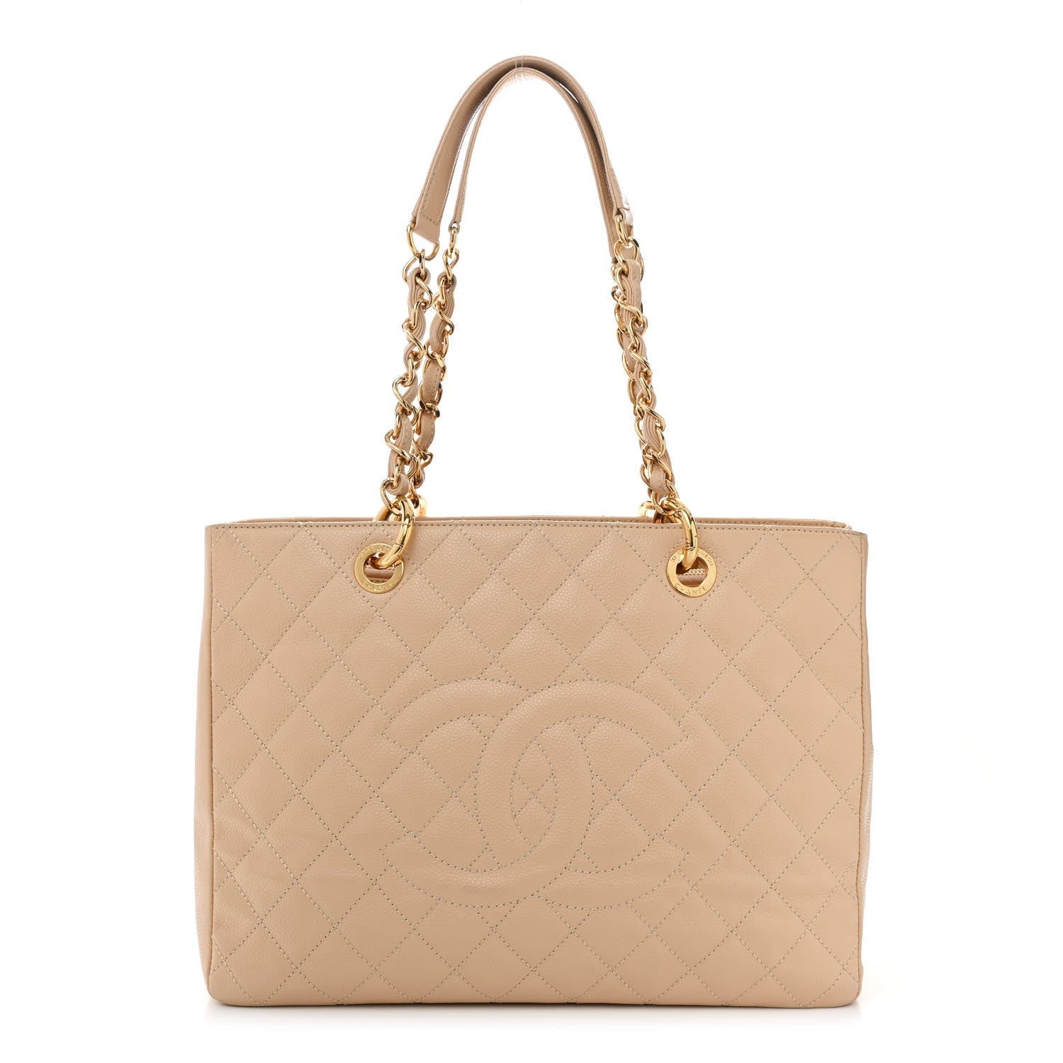Caviar Quilted Grand Shopping Tote GST Beige Clair