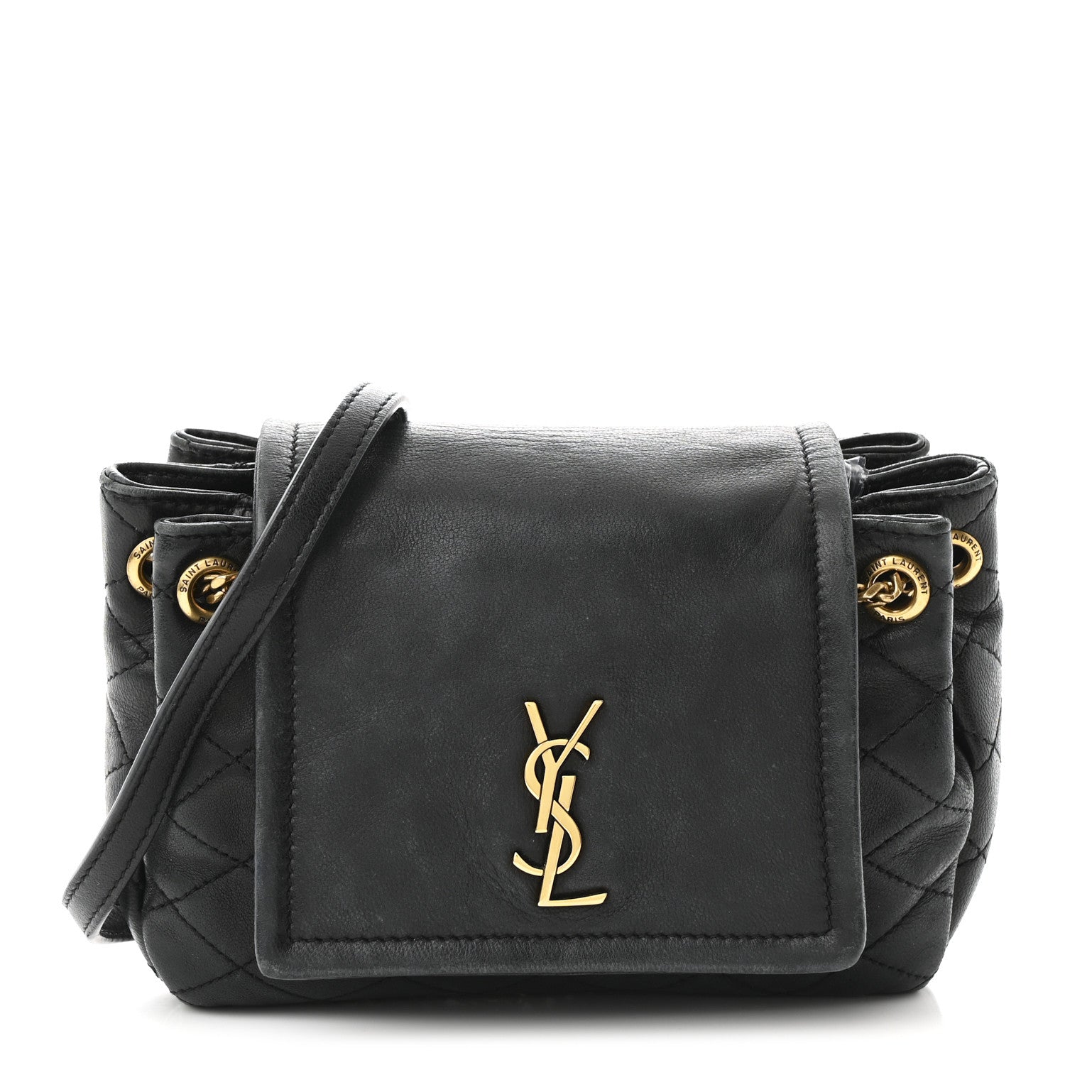 Lambskin Quilted Monogram Mini Nolita Black