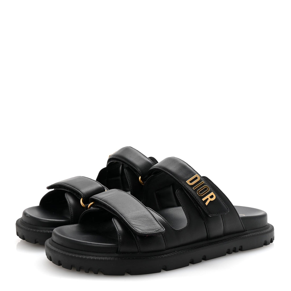 Lambskin Dioract 10mm Slide Sandals 39.5 Black