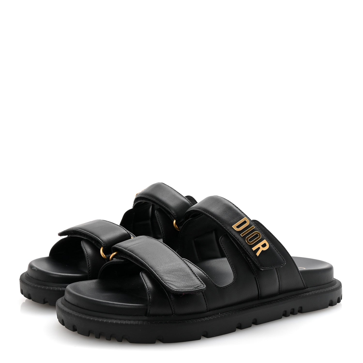 Lambskin Dioract 10mm Slide Sandals 39.5 Black