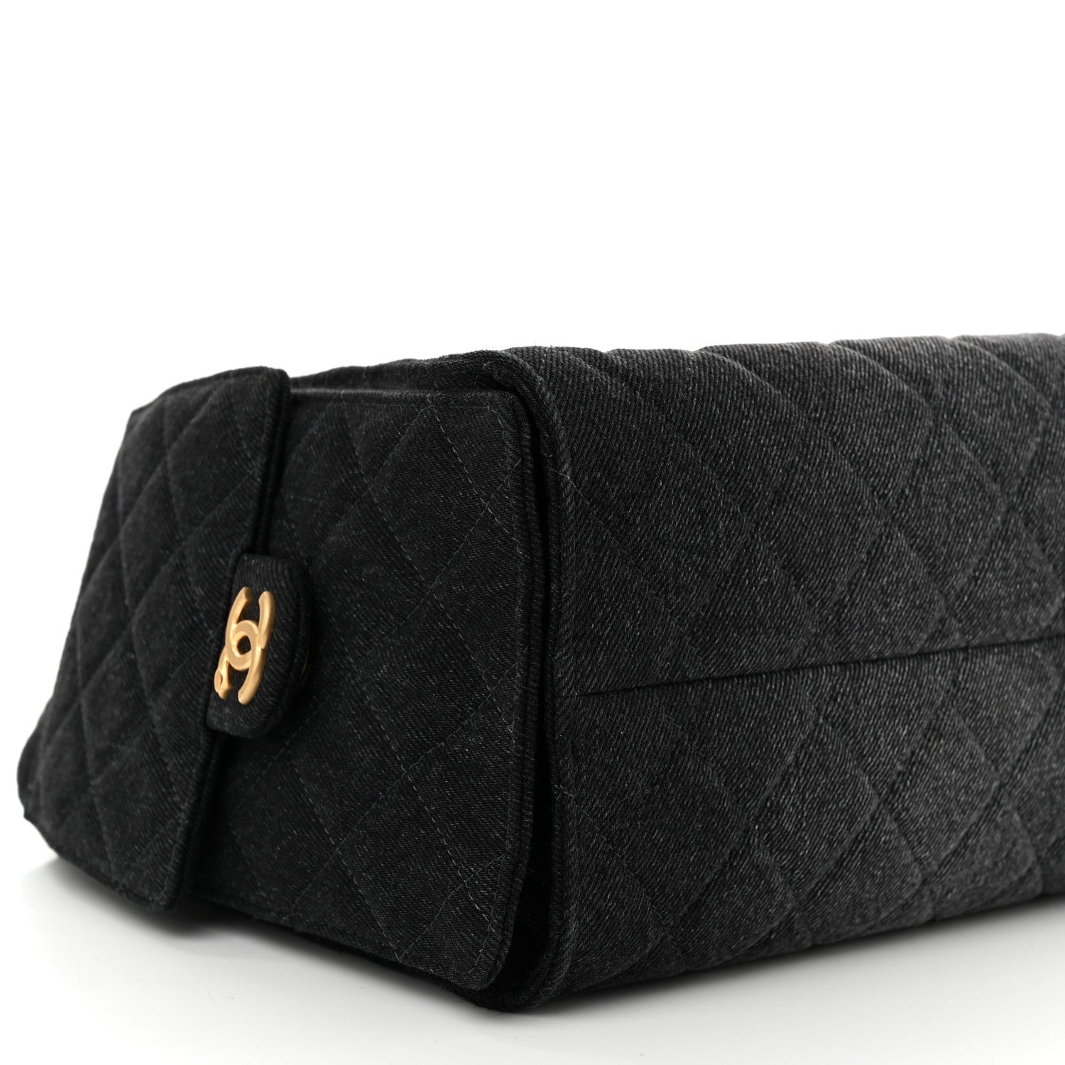 Washed Denim Quilted Small Chanel 25 Handbag Black
