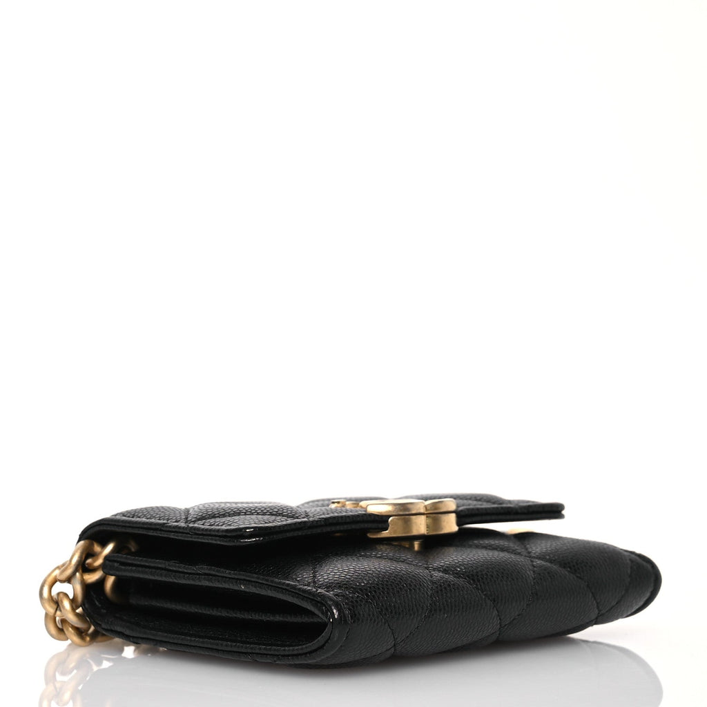 Caviar Quilted Mini Bracelet On Chain Wallet On Chain WOC Black