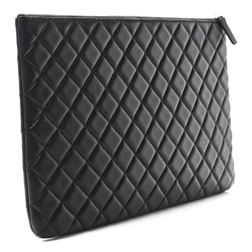 Caviar Quilted Large Cosmetic Case Black