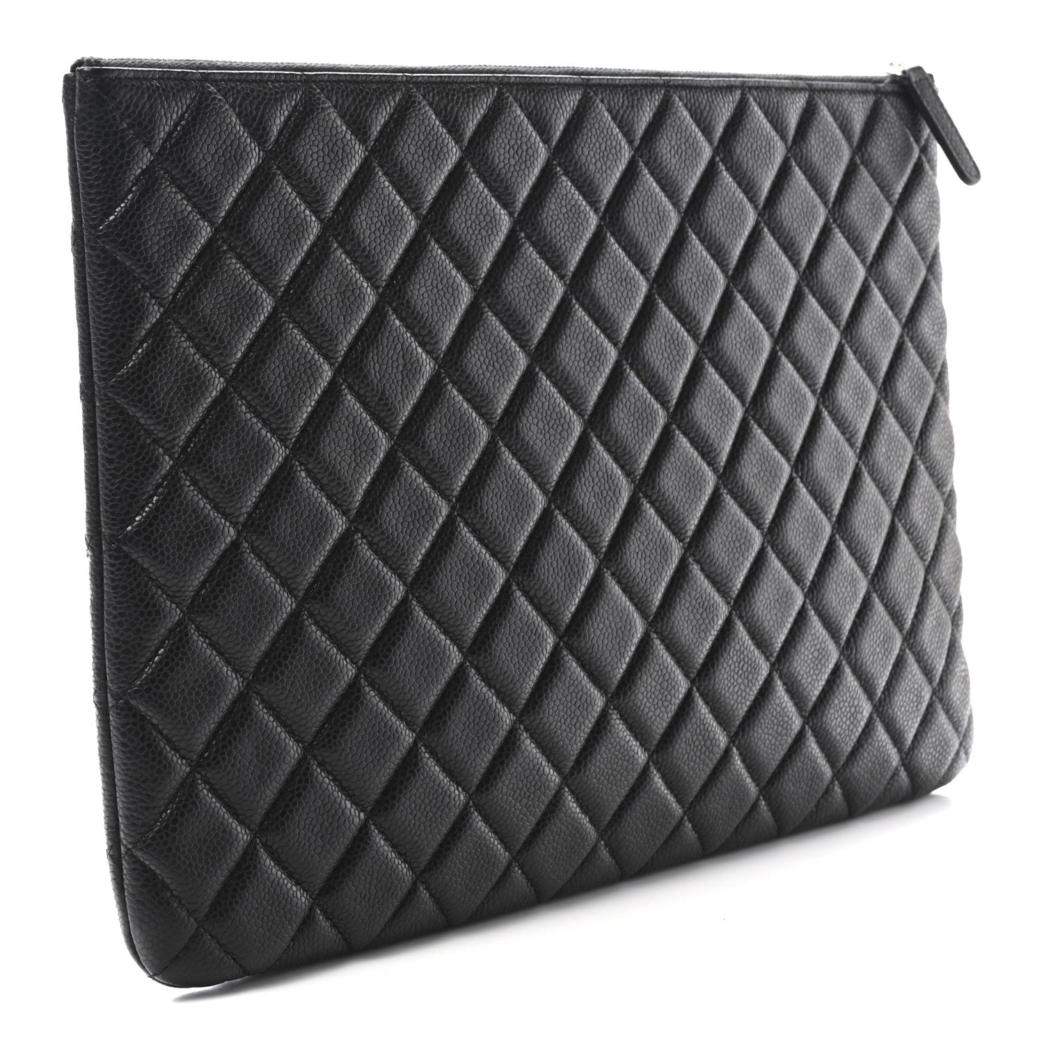 Caviar Quilted Large Cosmetic Case Black