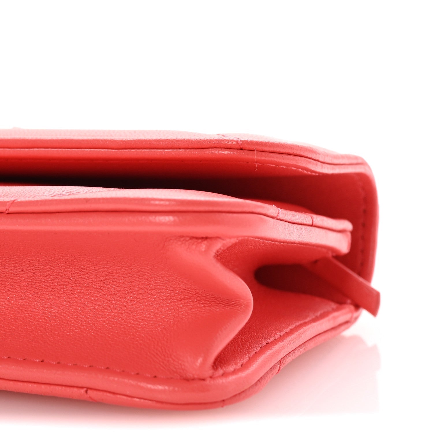 Lambskin Quilted Chanel 19 Flap Phone Holder With Chain Coral