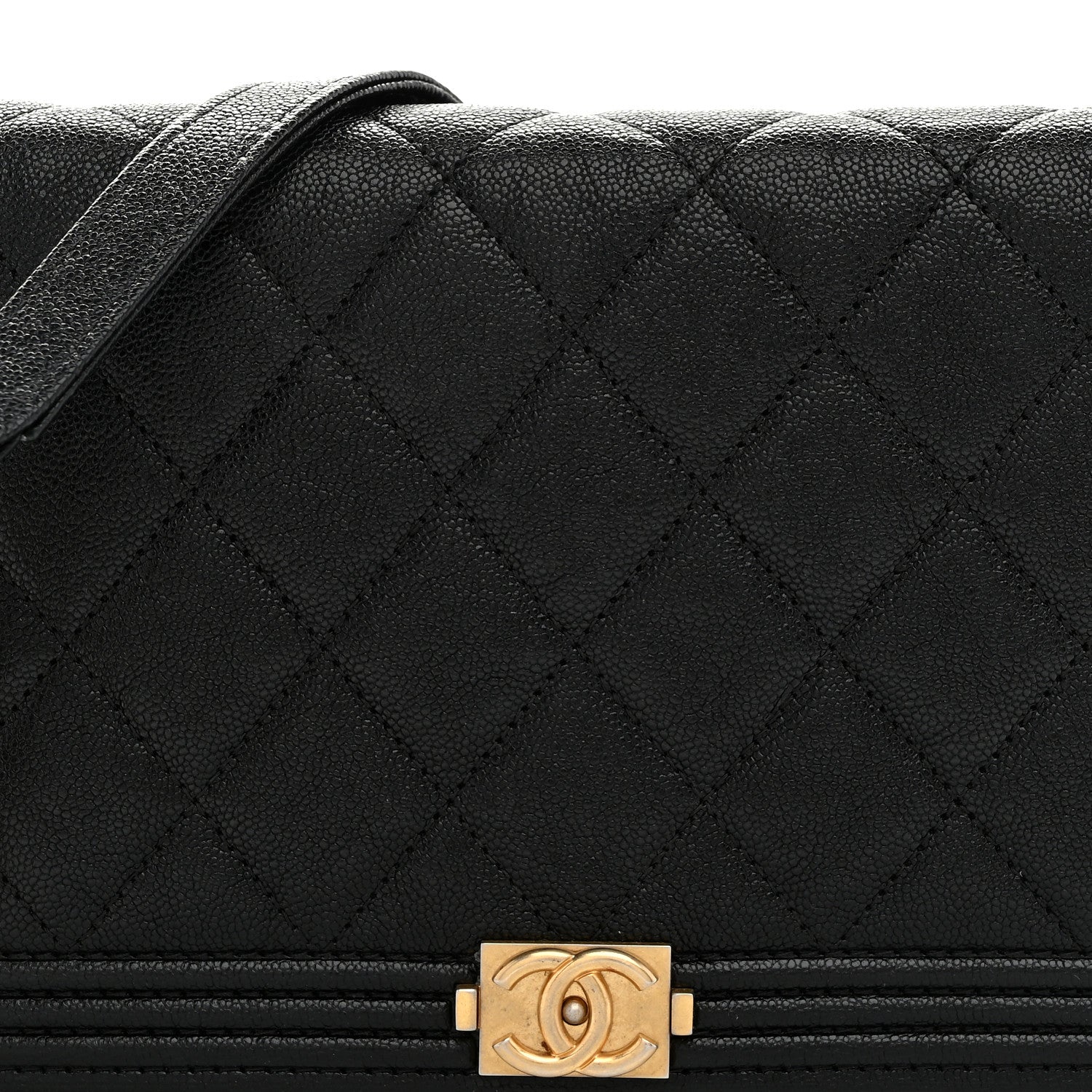 Caviar Quilted Boy Wallet On Chain WOC Black