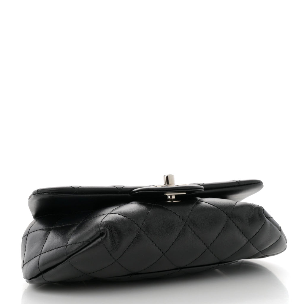 Calfskin Quilted CC Uniform Flap Belt Bag Black
