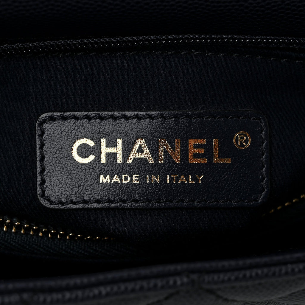 Caviar Quilted Small Coco Handle Flap Navy