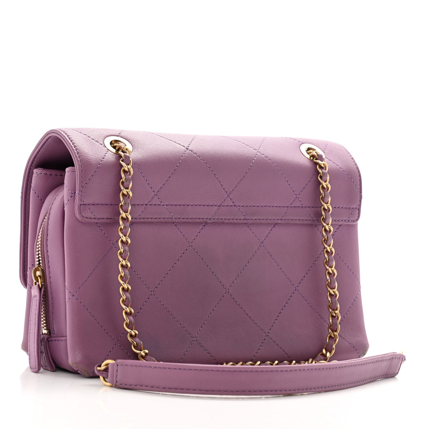 Lambskin Sleek And Chic Flap Purple