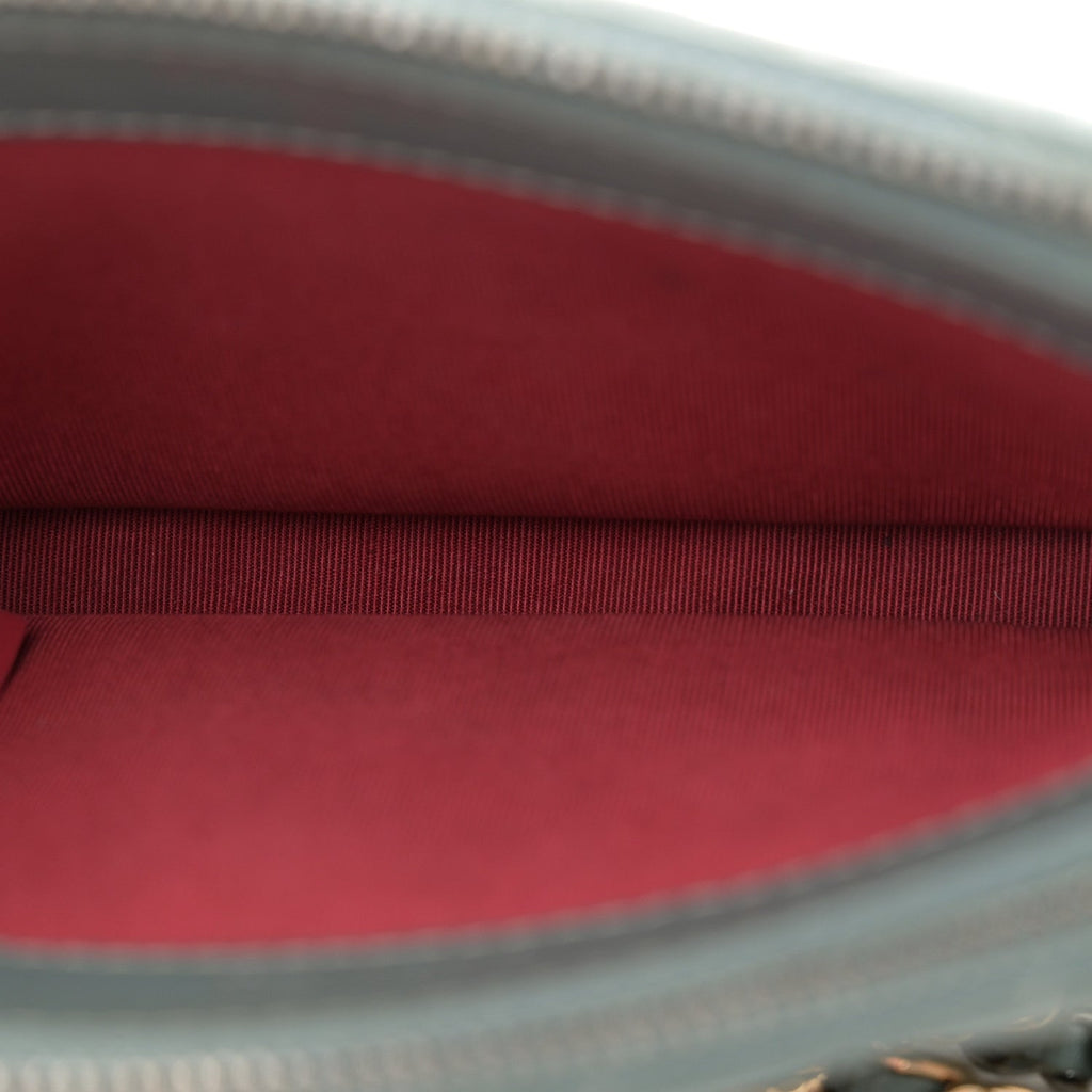Aged Calfskin Quilted Small Gabrielle Clutch With Chain Light Blue