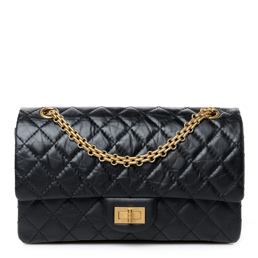 Aged Calfskin Quilted 2.55 Reissue 225 Flap Black