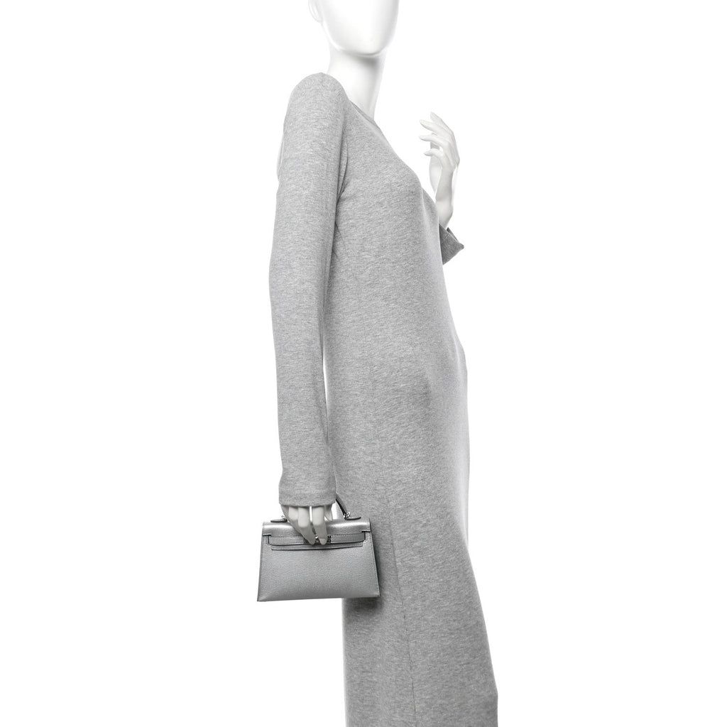 Metallic Chevre Chamkilight Mini Kelly Sellier 20 Argent