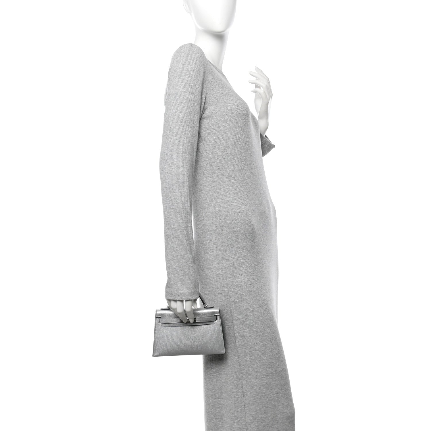 Metallic Chevre Chamkilight Mini Kelly Sellier 20 Argent