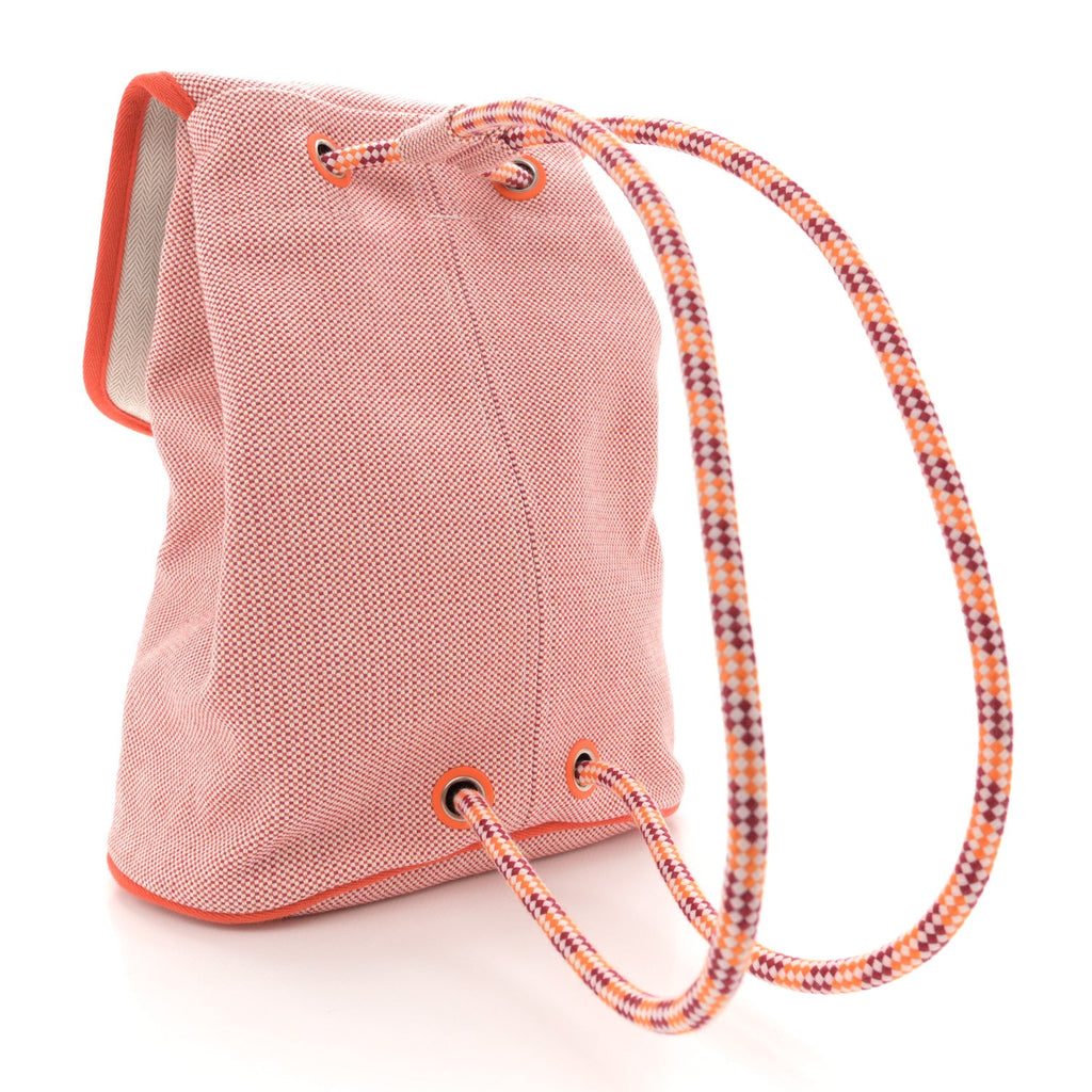 H Canvas Embroidered Les Cabanes Backpack Orange Framboise
