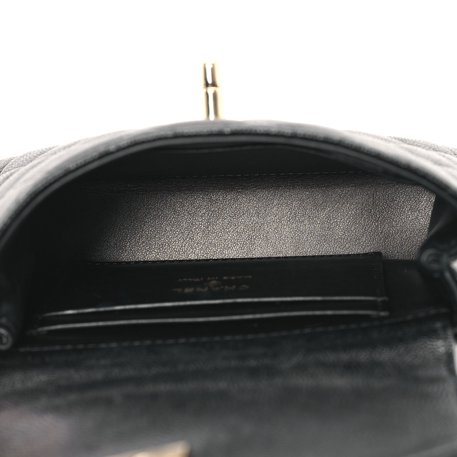 Caviar Quilted Coco Handle Clutch With Chain Black